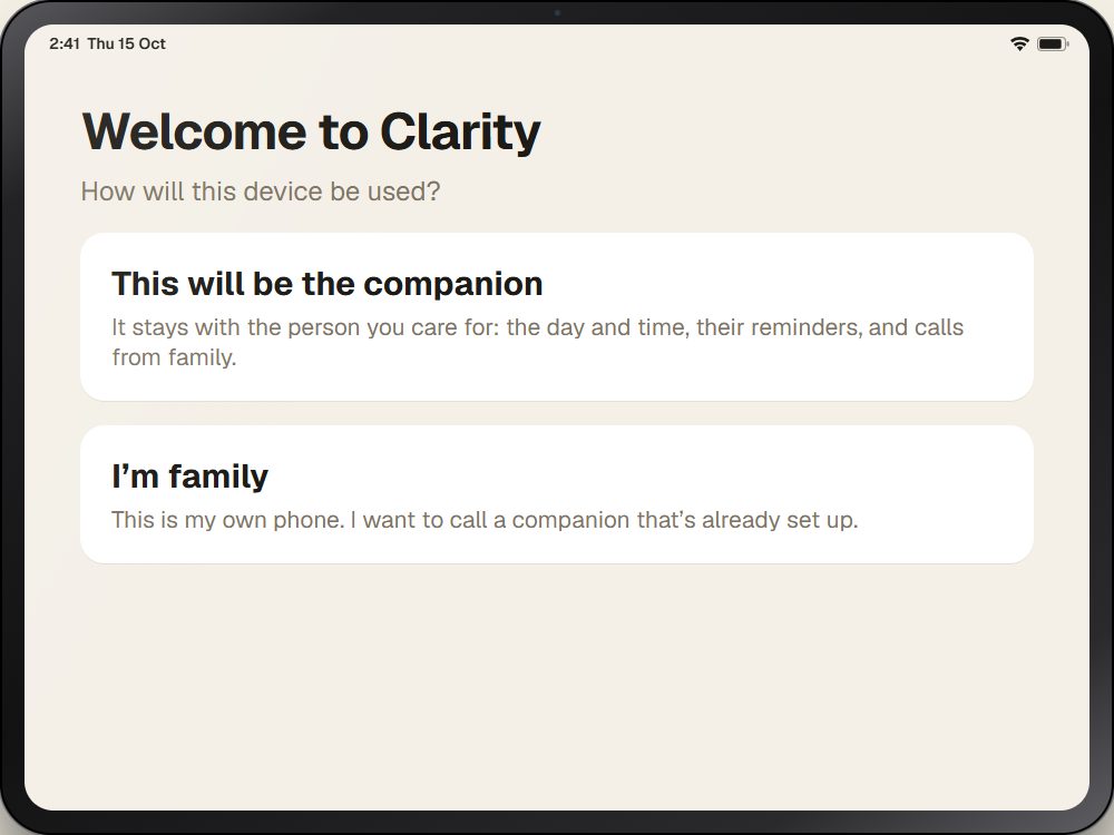 Welcome to Clarity on an iPad
