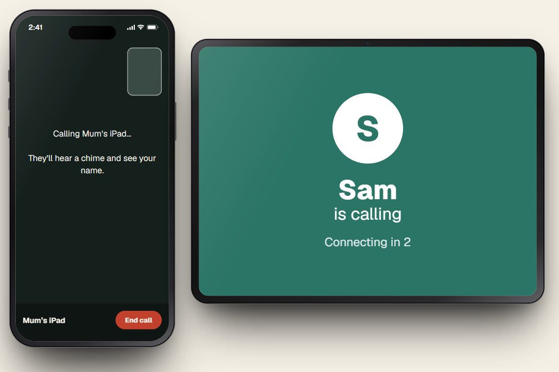 Calling: the companion shows Sam is calling